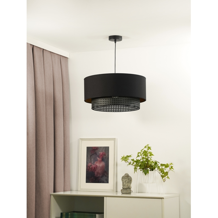 Duolla - Lámpara colgante BOHO RATTAN 1xE27/15W/230V negro