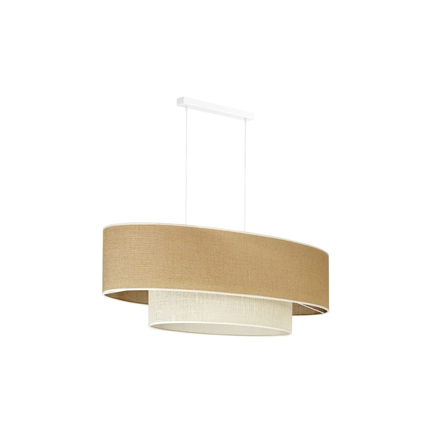 Duolla - Lámpara colgante DOUBLE OVAL YUTE 2xE27/15W/230V marrón/color crema