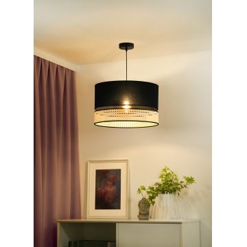 Duolla - Lámpara colgante DOUBLE RATTAN 1xE27/15W/230V negro/beige