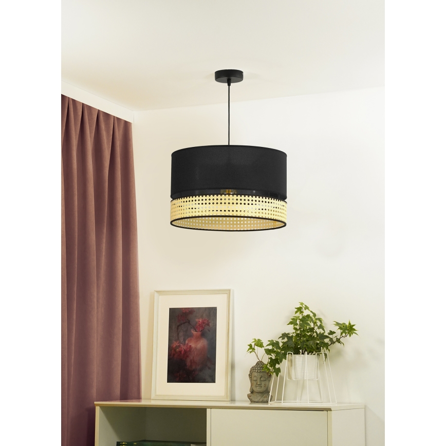 Duolla - Lámpara colgante DOUBLE RATTAN 1xE27/15W/230V negro/beige