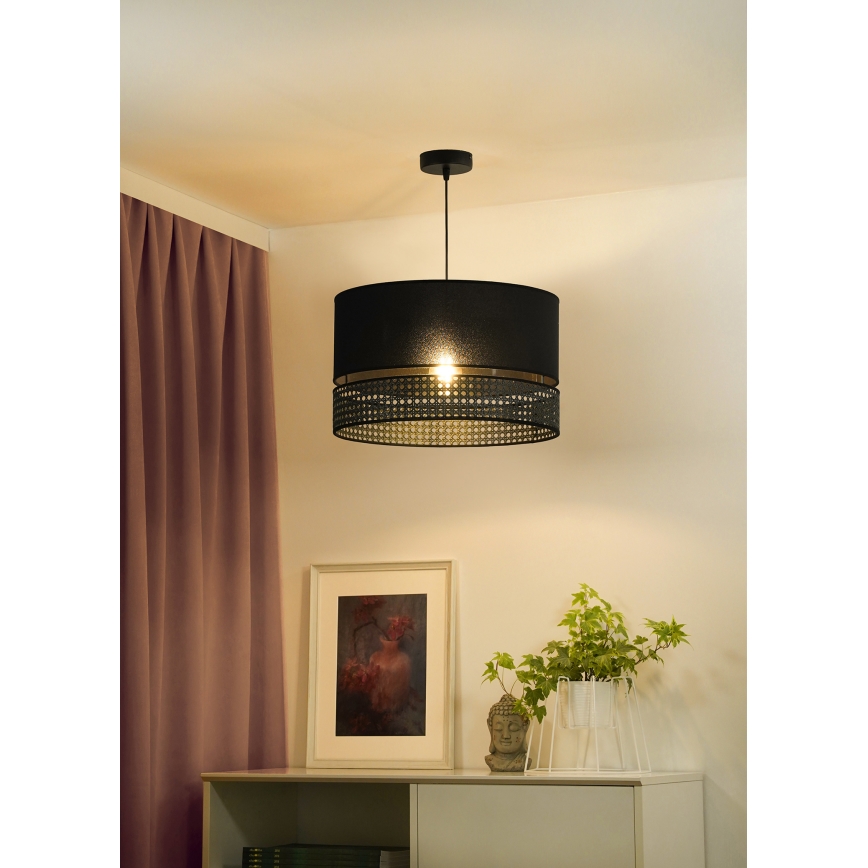 Duolla - Lámpara colgante DOUBLE RATTAN 1xE27/15W/230V negro