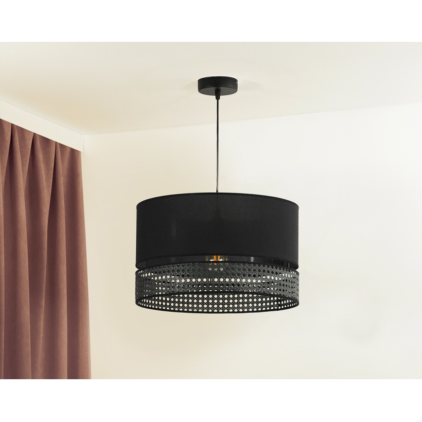 Duolla - Lámpara colgante DOUBLE RATTAN 1xE27/15W/230V negro