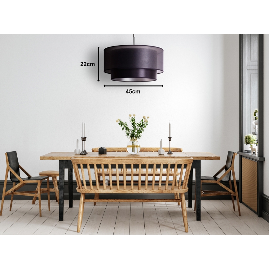 Duolla - Lámpara colgante NANTES 1xE27/15W/230V diá. 45 cm negro/plata