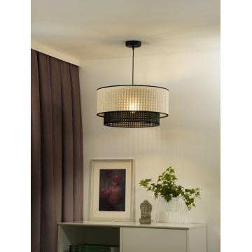 Duolla - Lámpara colgante RATTAN YUTE 1xE27/15W/230V gris/negro