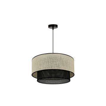 Duolla - Lámpara colgante RATTAN YUTE 1xE27/15W/230V gris/negro