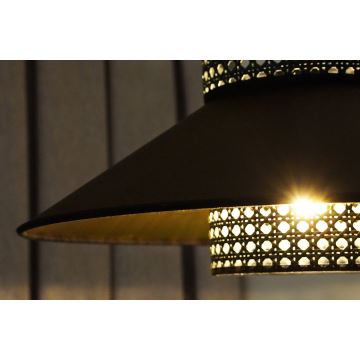 Duolla - Lámpara colgante RIO RATTAN 1xE27/15W/230V negro/dorado