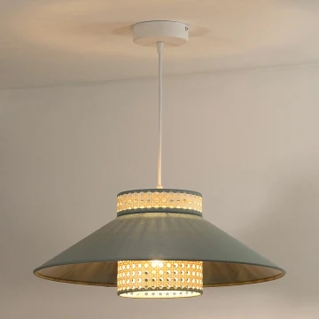 Duolla - Lámpara colgante RIO RATTAN 1xE27/15W/230V verde/ratán