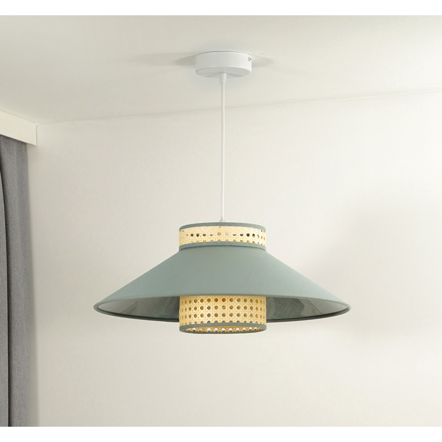 Duolla - Lámpara colgante RIO RATTAN 1xE27/15W/230V verde/ratán