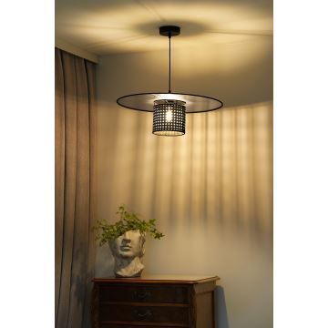 Duolla - Lámpara colgante TOKYO RATTAN 1xE27/15W/230V negro/plata