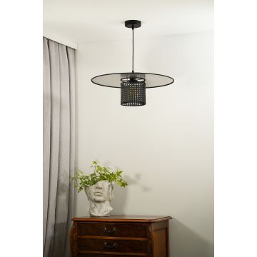 Duolla - Lámpara colgante TOKYO RATTAN 1xE27/15W/230V negro/plata