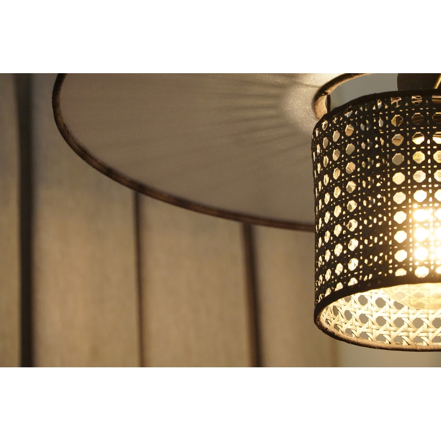 Duolla - Lámpara colgante TOKYO RATTAN 1xE27/15W/230V negro/plata