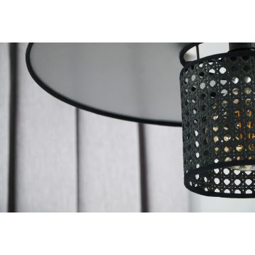 Duolla - Lámpara colgante TOKYO RATTAN 1xE27/15W/230V negro/plata