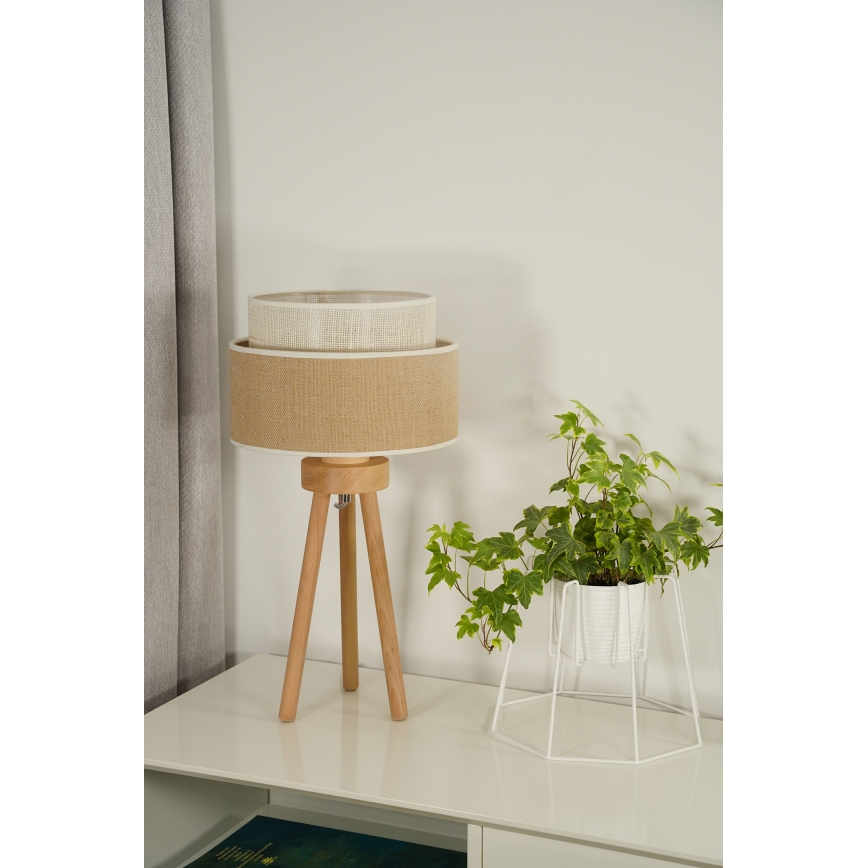 Duolla - Lámpara de mesa YUTE BOHO 1xE27/15W/230V marrón/gris