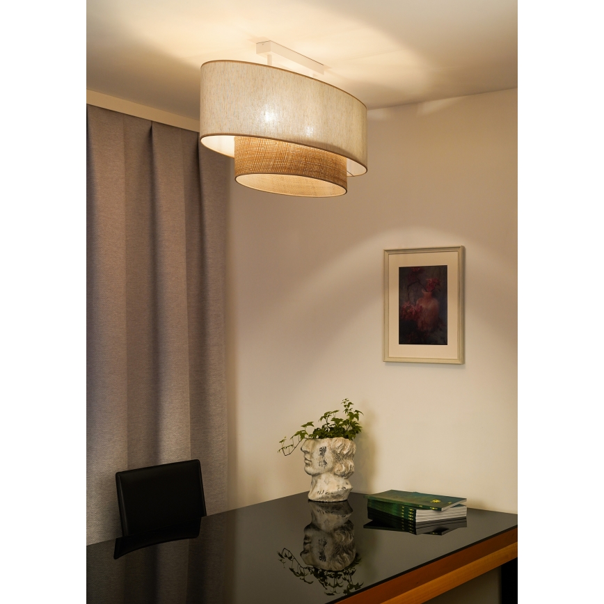 Duolla - Lámpara de techo DOUBLE OVAL NATURE 2xE27/15W/230V color crema/beige