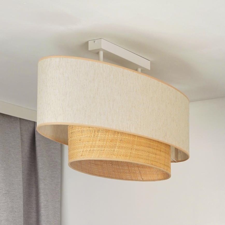 Duolla - Lámpara de techo DOUBLE OVAL NATURE 2xE27/15W/230V color crema/beige