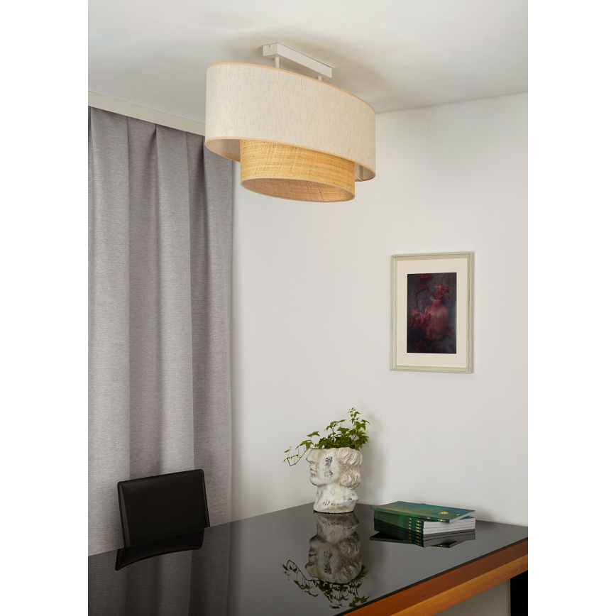 Duolla - Lámpara de techo DOUBLE OVAL NATURE 2xE27/15W/230V color crema/beige