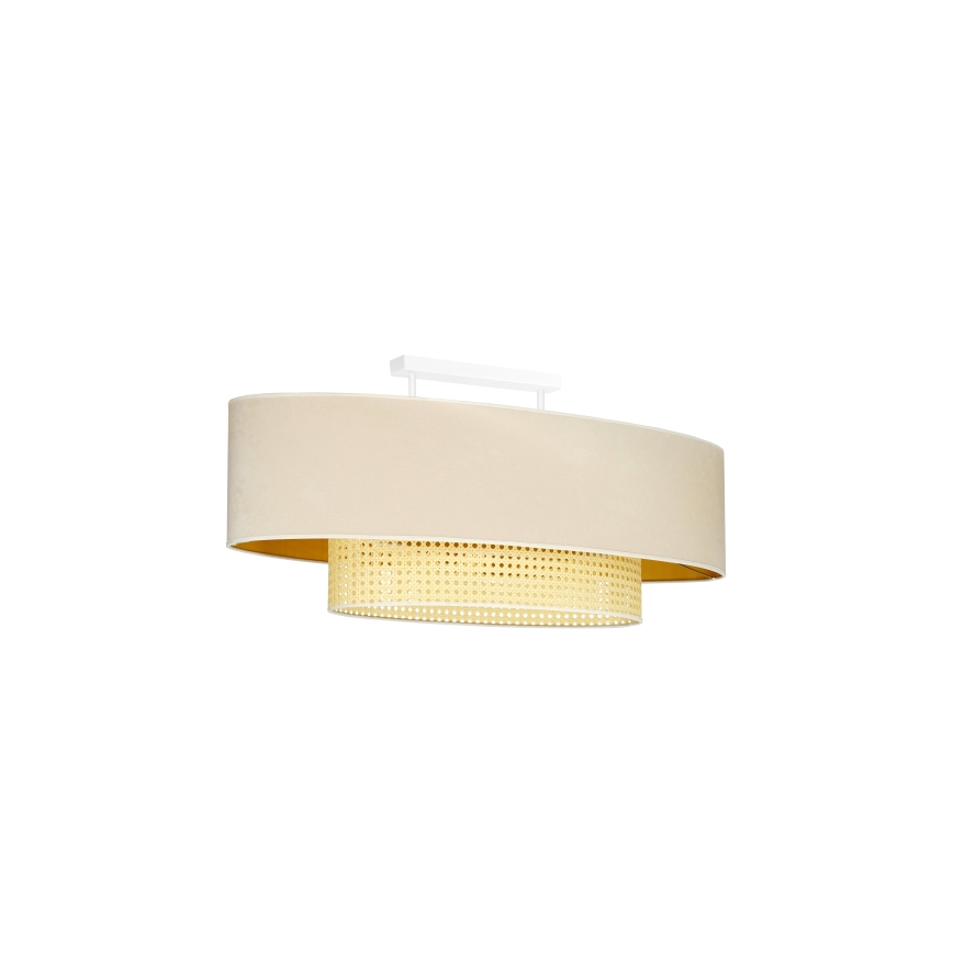 Duolla - Lámpara de techo DOUBLE OVAL RATTAN 2xE27/15W/230V color crema/ratán