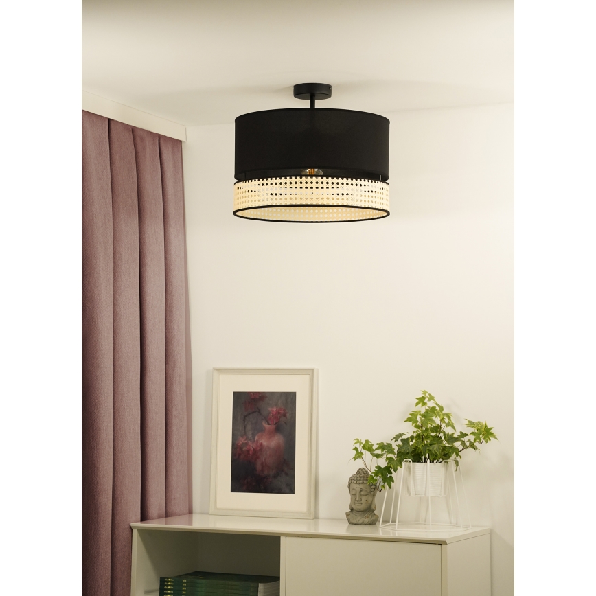 Duolla - Lámpara de techo DOUBLE RATTAN 1xE27/15W/230V negro/beige