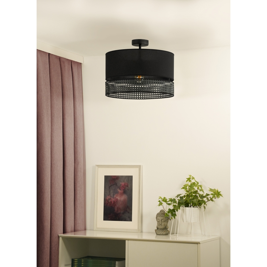 Duolla - Lámpara de techo DOUBLE RATTAN 1xE27/15W/230V negro