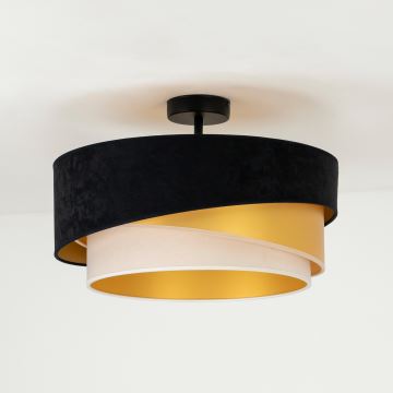 Duolla - Lámpara de techo KOBO 1xE27/15W/230V diá. 45 cm negro/dorado/color crema