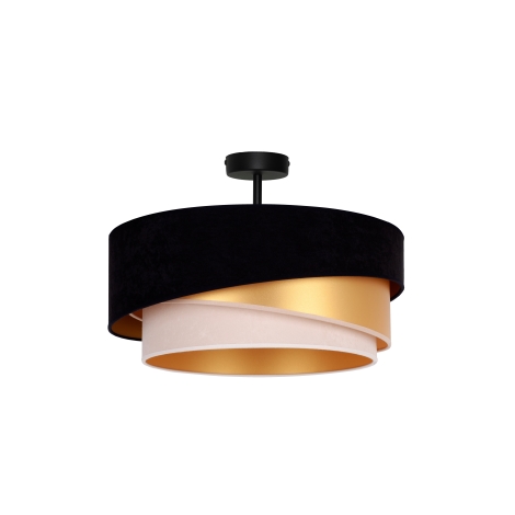 Duolla - Lámpara de techo KOBO 1xE27/15W/230V diá. 45 cm negro/dorado/color crema
