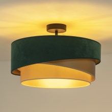 Duolla - Lámpara de techo KOBO 1xE27/15W/230V diá. 45 cm verde/dorado/color crema