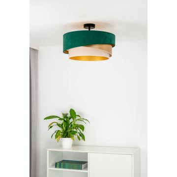 Duolla - Lámpara de techo KOBO 1xE27/15W/230V diá. 45 cm verde/dorado/color crema