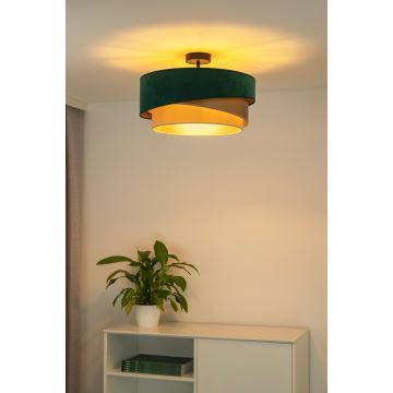 Duolla - Lámpara de techo KOBO 1xE27/15W/230V diá. 45 cm verde/dorado/color crema