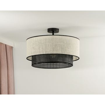 Duolla - Lámpara de techo RATTAN YUTE 1xE27/15W/230V gris/negro