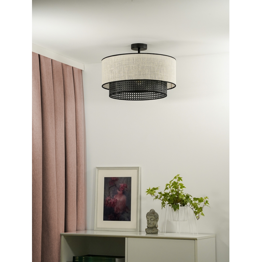 Duolla - Lámpara de techo RATTAN YUTE 1xE27/15W/230V gris/negro