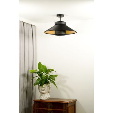 Duolla - Lámpara de techo RIO RATTAN 1xE27/15W/230V negro/dorado