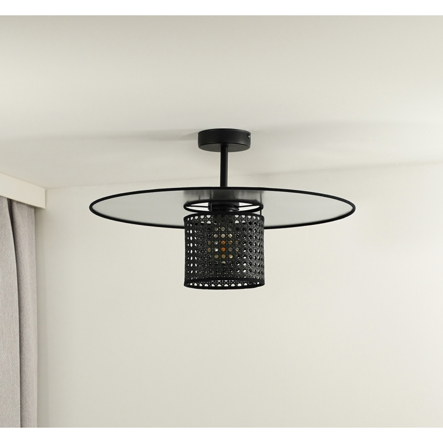 Duolla - Lámpara de techo TOKYO RATTAN 1xE27/15W/230V negro/plata