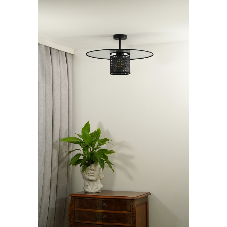 Duolla - Lámpara de techo TOKYO RATTAN 1xE27/15W/230V negro/plata