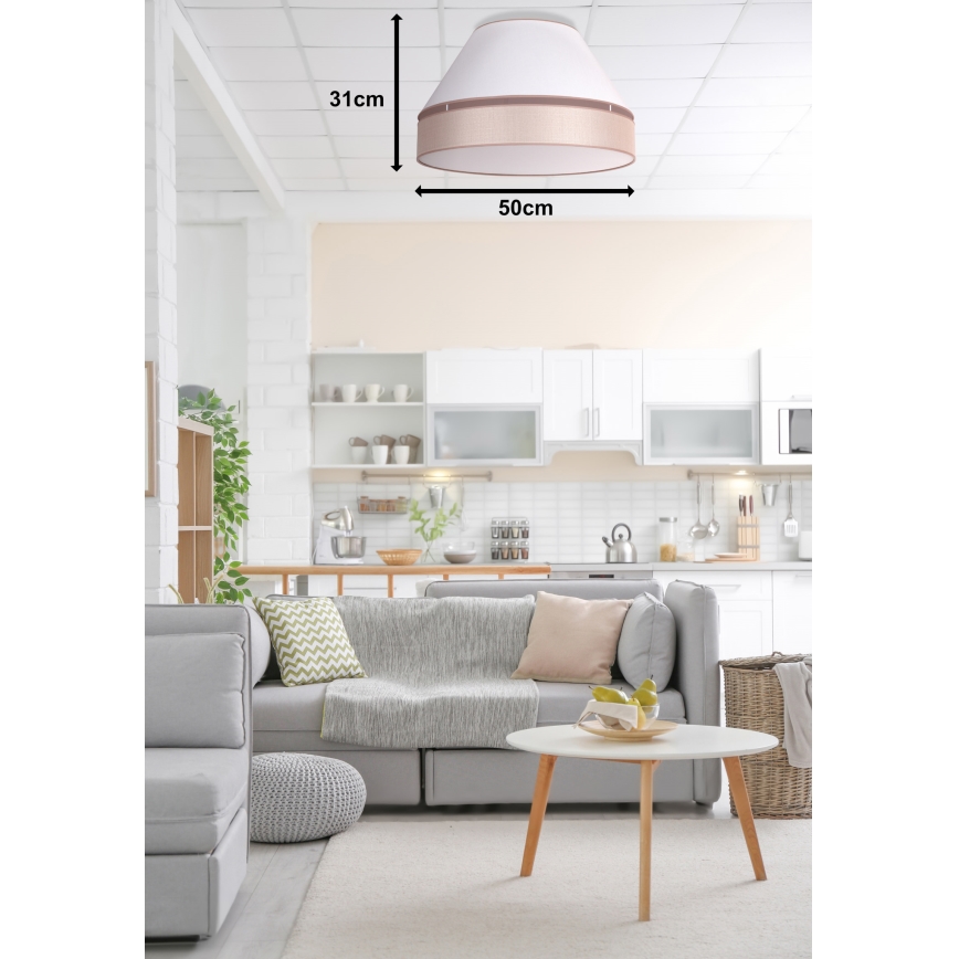 Duolla - Plafón AVIGNON 1xE27/15W/230V diá. 50 cm blanco/beige