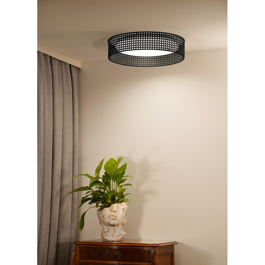 Duolla - Plafón LED ROLLER RATTAN LED/24W/230V negro