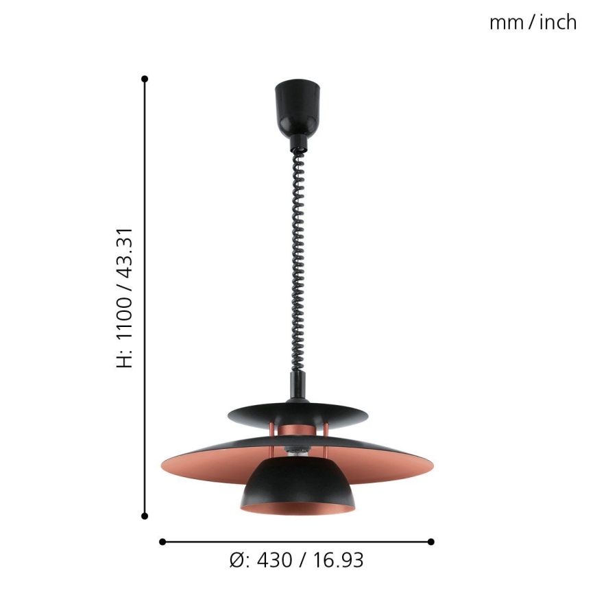 Eglo - Lámpara colgante ajustable 1xE27/60W/230V