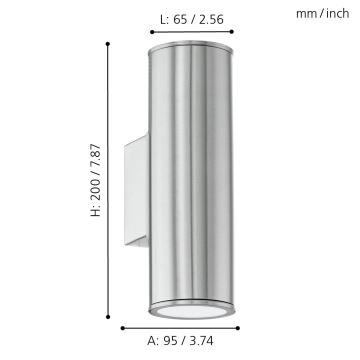 Eglo 33582 - Iluminación exterior regulable LED RGBW RIGA 2xGU10/5W/230V IP44