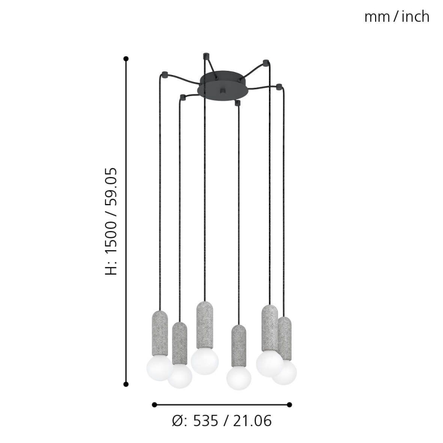 Eglo - Lámpara colgante 6xE27/40W/230V