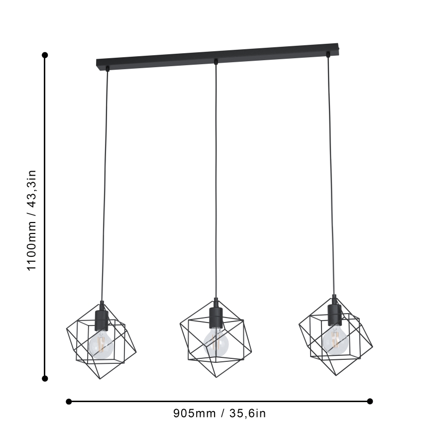 Eglo - Lámpara colgante 3xE27/60W/230V