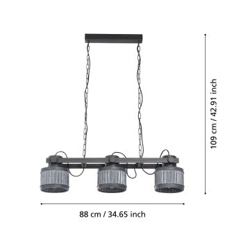 Eglo - Lámpara colgante con cadena 3xE27/28W/230V