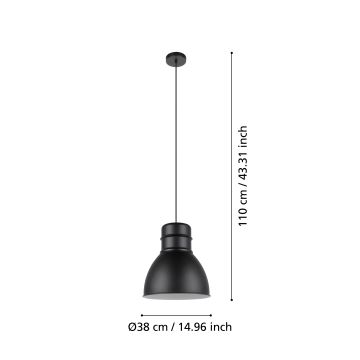 Eglo - Lámpara colgante 1xE27/60W/230V negro