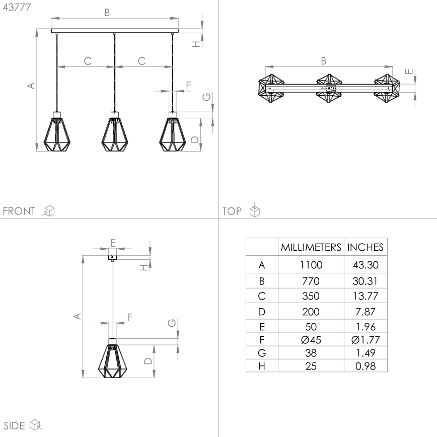 Eglo - Lámpara colgante 3xE27/40W/230V