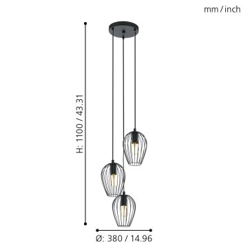 Eglo - Lámpara colgante 3xE27/60W/230V