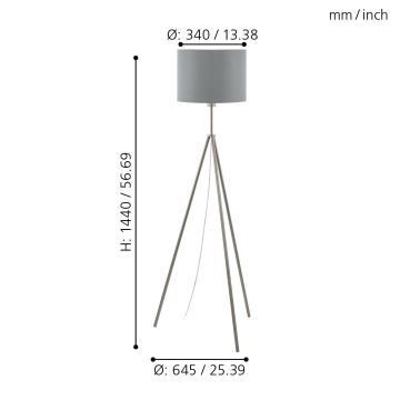 Eglo 55731 - Lámpara LED de pie SCIGLIATI 1xE27/11W/230V gris