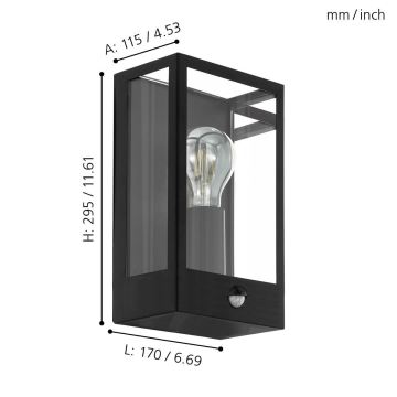 Eglo 780422 - Aplique para exterior con sensor ALGECIRAS 1xE27/60W/230V IP44