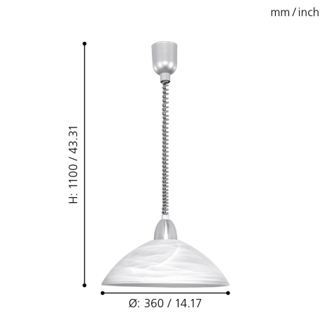 Eglo - Lámpara colgante ajustable 1xE27/60W