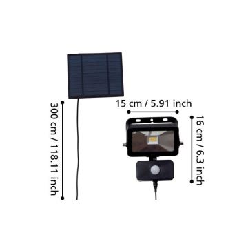 Eglo - Proyector solar LED con sensor 15xLED/0,03W/3,7V IP44
