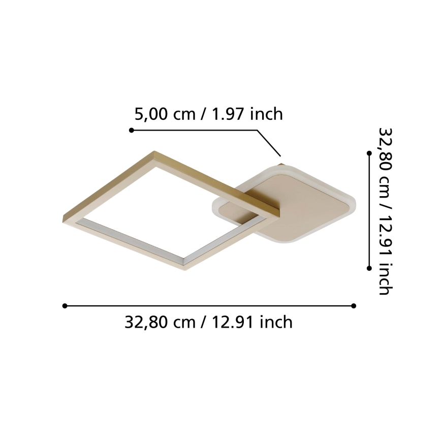 Eglo - Plafón LED regulable LED/15W/230V dorado + mando a distancia