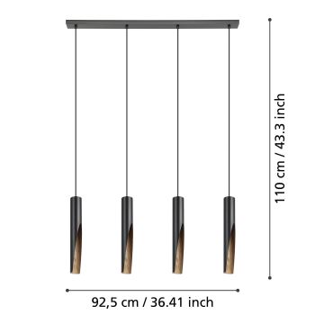 Eglo - Lámpara LED colgante 4xGU10/4,5W/230V negro/marrón