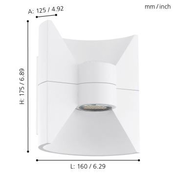 Eglo 93367 - Aplique LED exterior REDONDO blanco 2xLED-SMD/2,5W/230V